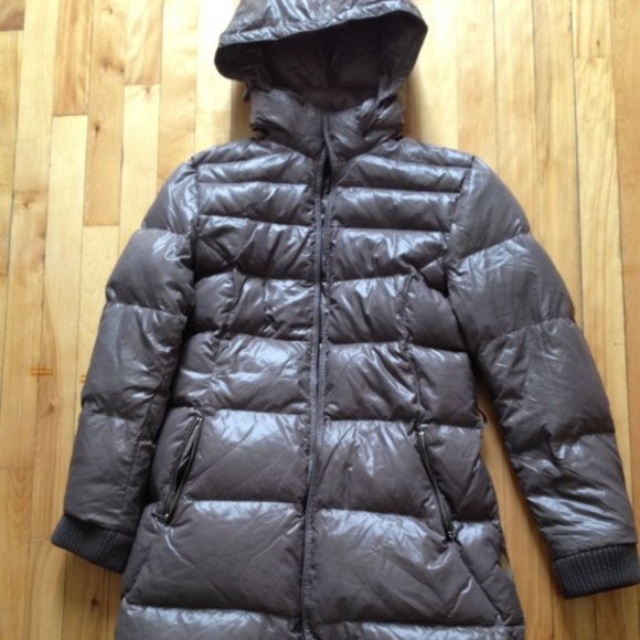 Long brown reversible puffer coat - size S - Picture 1 of 8